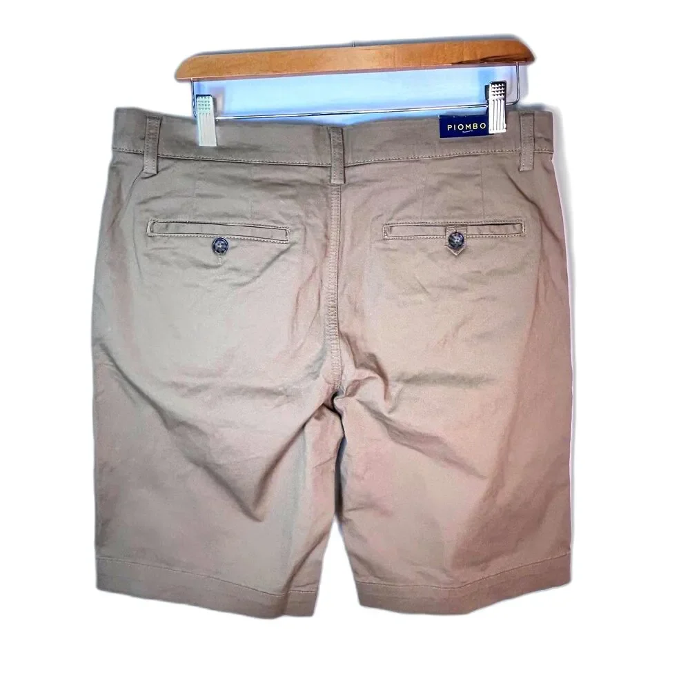 Piombo Italy Men's NWT Toast Tan Stretch Cotton Flat Front Shorts Sz IT 50/US 34